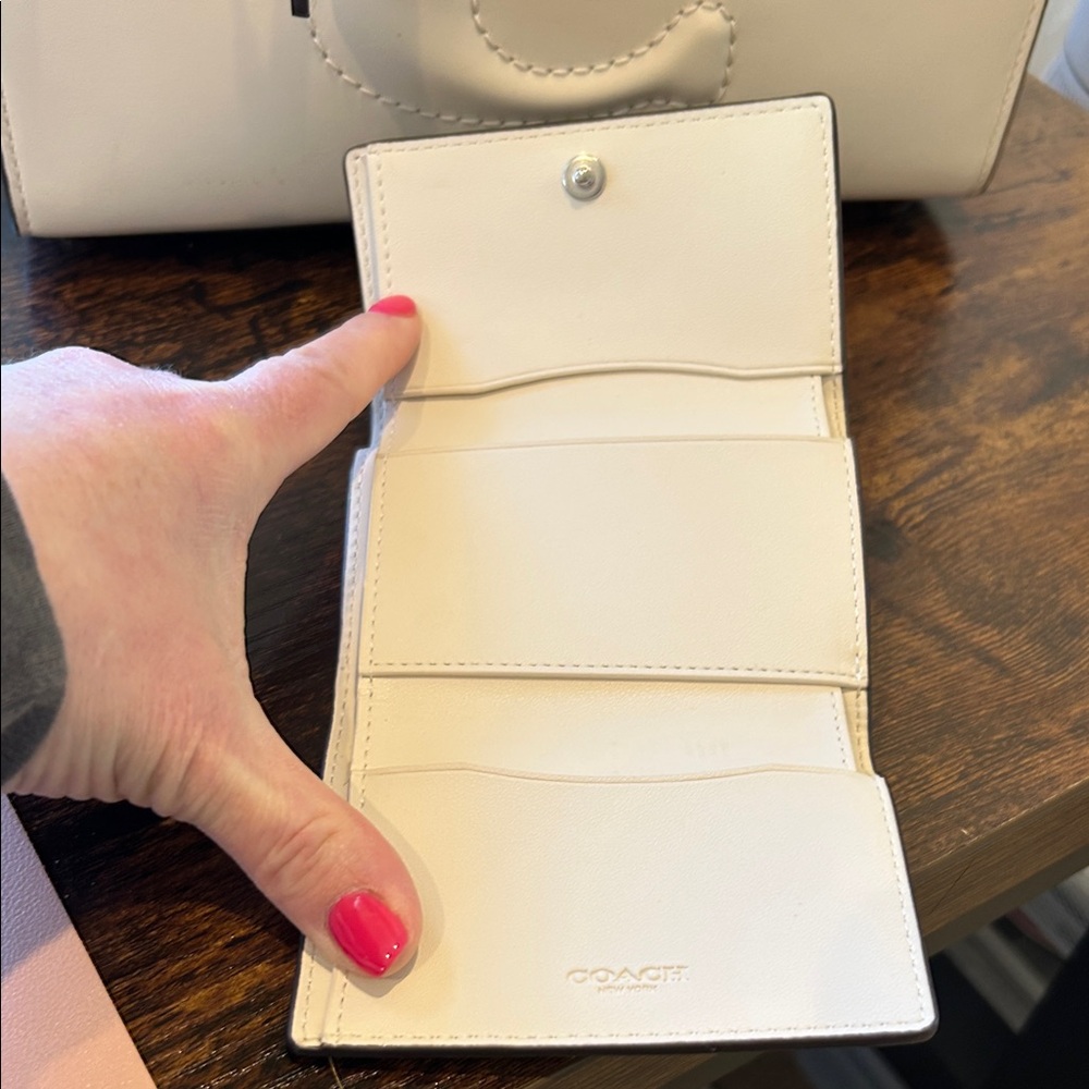 Coach Chalk Smooth Leather Small Tote with Matching Pebbled Wallet - Picture 7 of 12